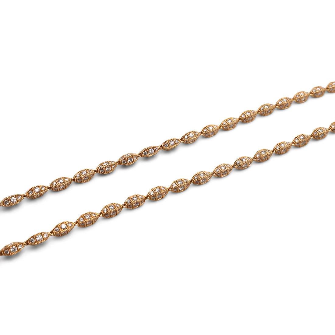 Women's or Men's Rose Gold and Diamond Necklace