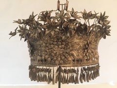 Intriguing Silver Metal Indonesian Wedding Headdress on Stand