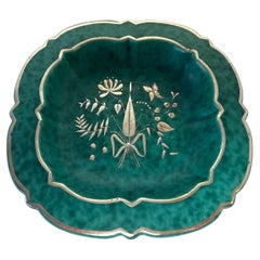 Wilhelm Kage, Argenta Series For Gustavsberg, Stoneware Silver Flora Dish c1940