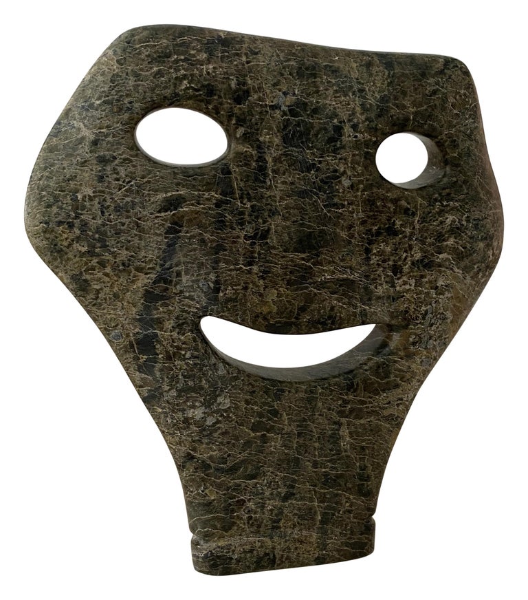 Intuit Carved Greenstone Mask Figurative Sculpture For Sale at 1stDibs