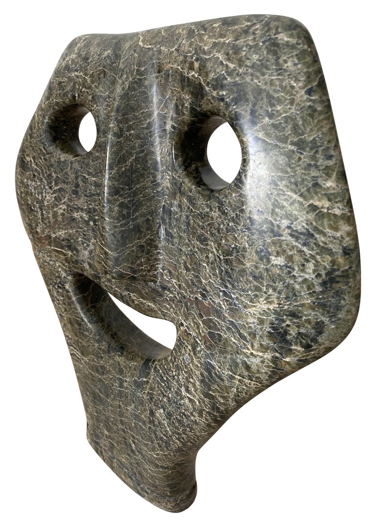 Intuit Carved Greenstone Mask Figurative Sculpture For Sale at 1stDibs