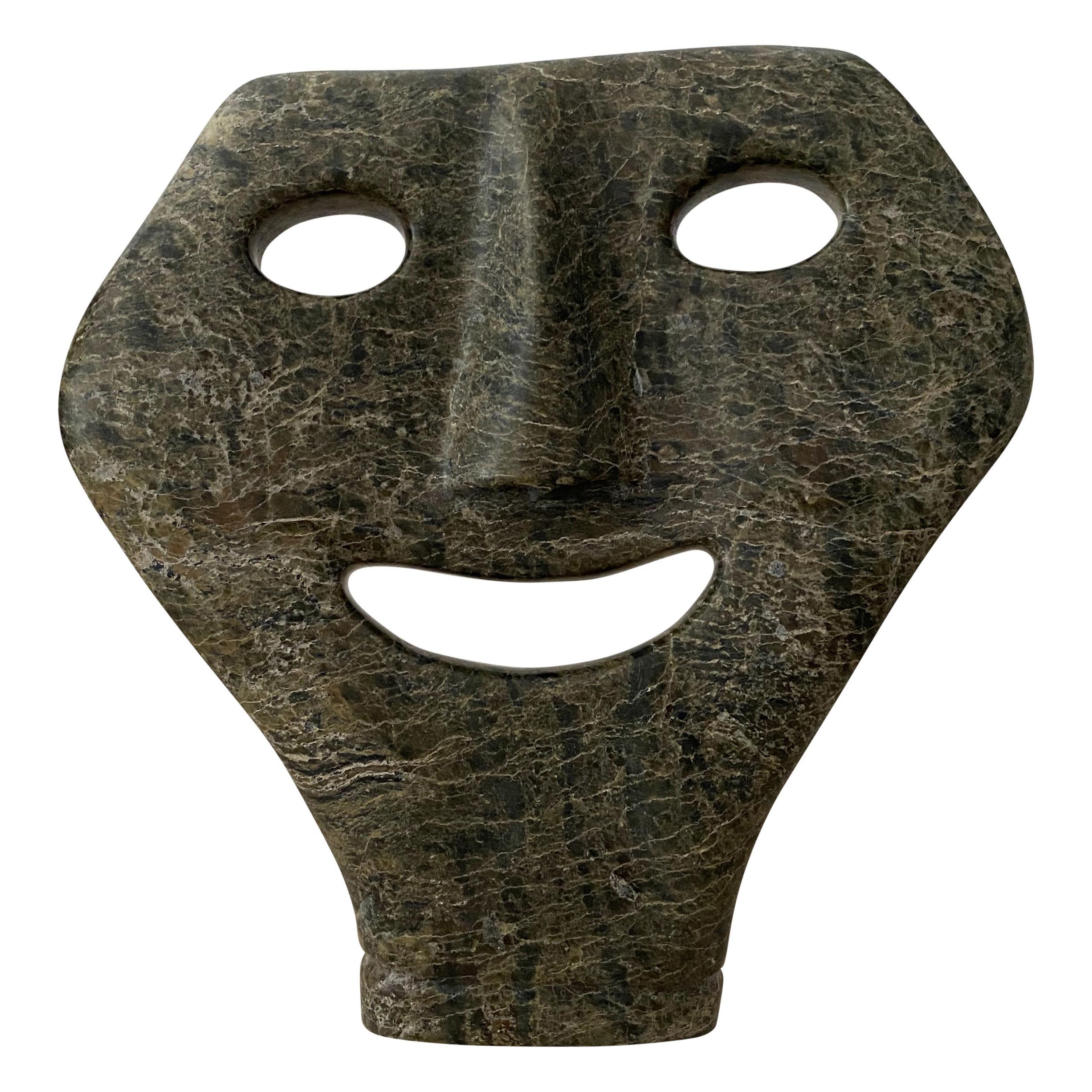 Intuit Carved Greenstone Mask Figurative Sculpture For Sale