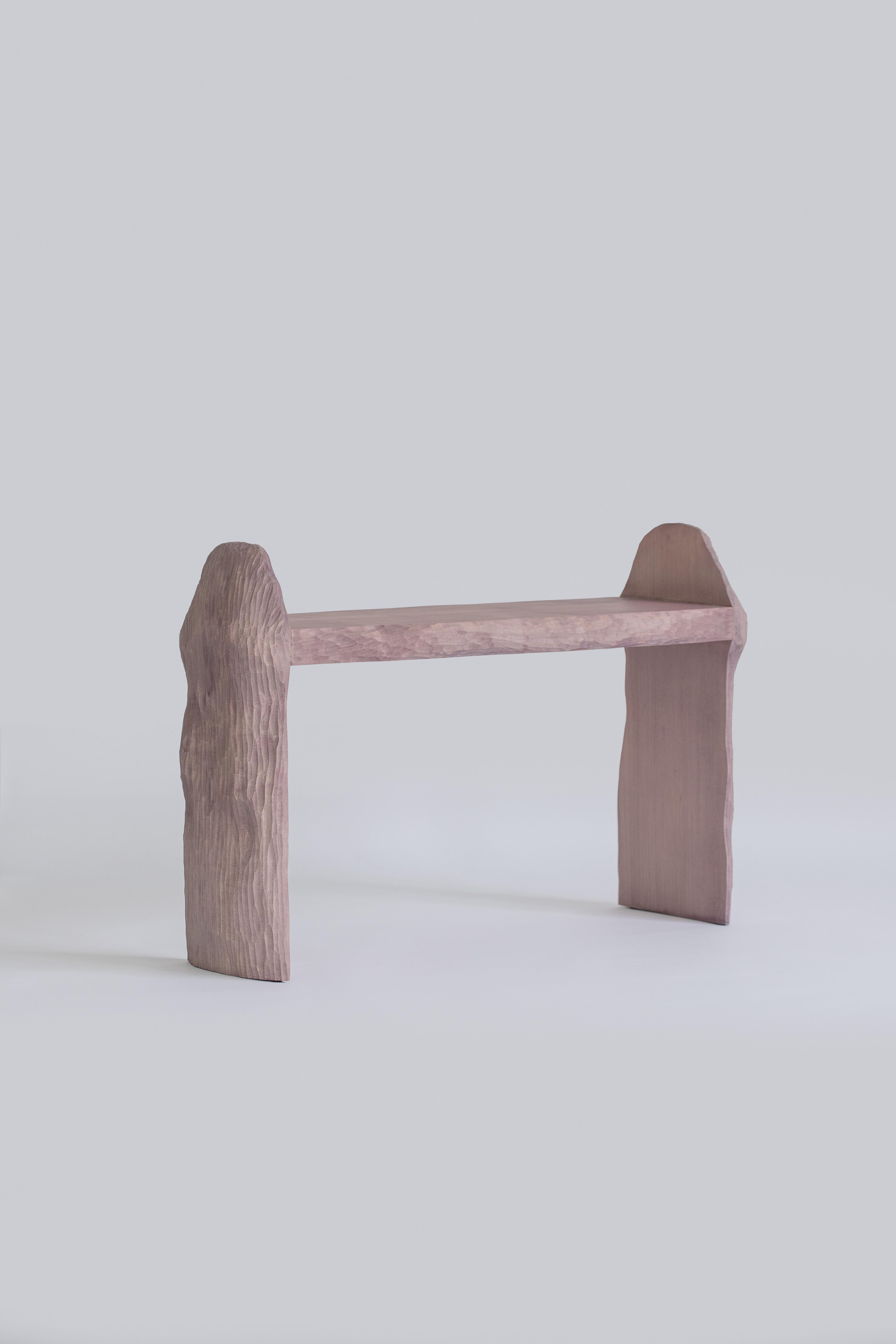 Intuitive Archaisme bench for two by Cedric Breisacher
Dimension: D 88 x W 27 x H 43 cm
Materials: Sycamore.
Finish: Campeche dye, wax-oiled.

Designer-sculptor, Cedric Breisacher has an atypical path. Self-taught man, he followed during five years