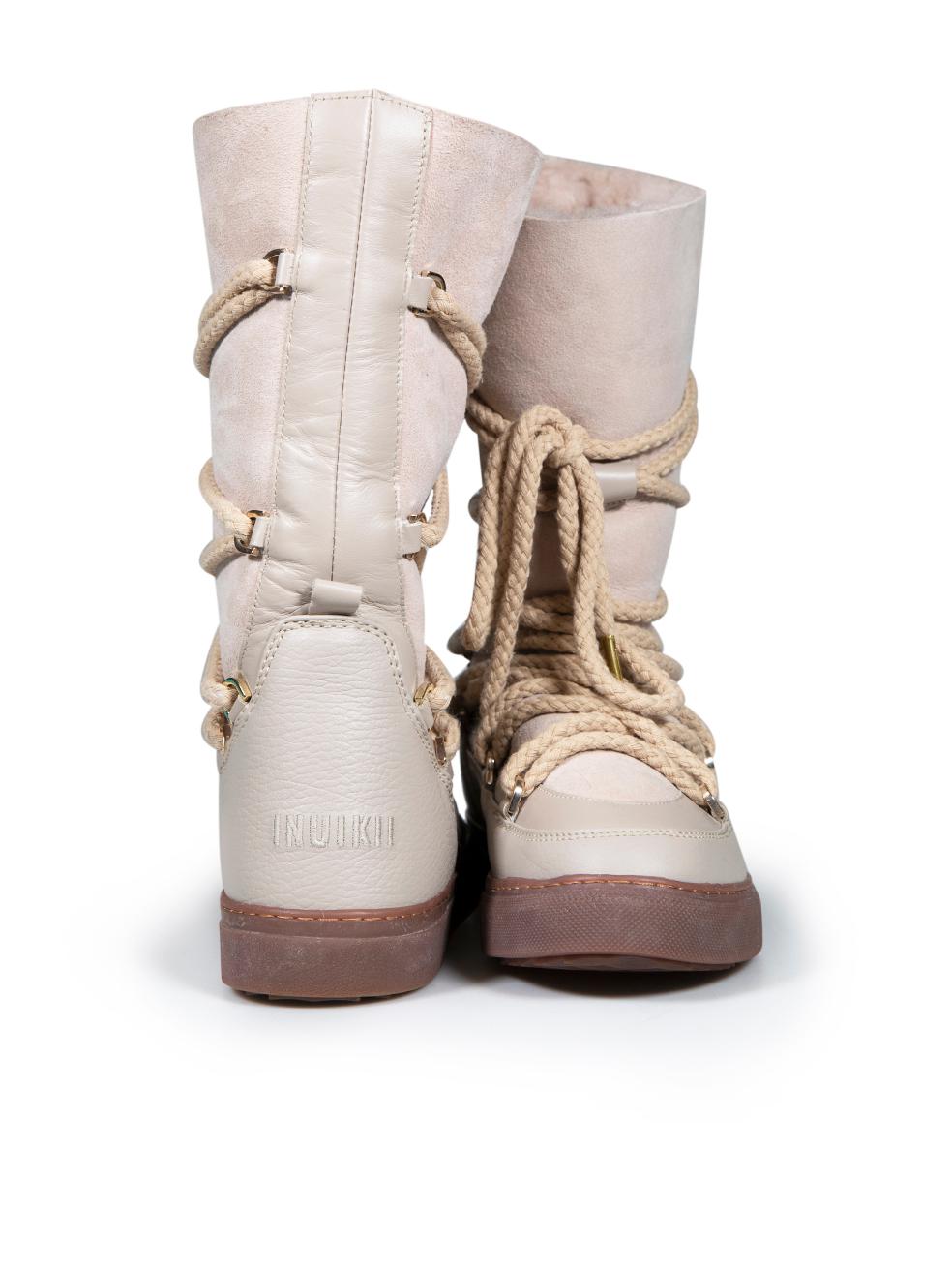 Inuikii Beige Suede Shearling Lined Snow Boots Size IT 40 In New Condition For Sale In London, GB