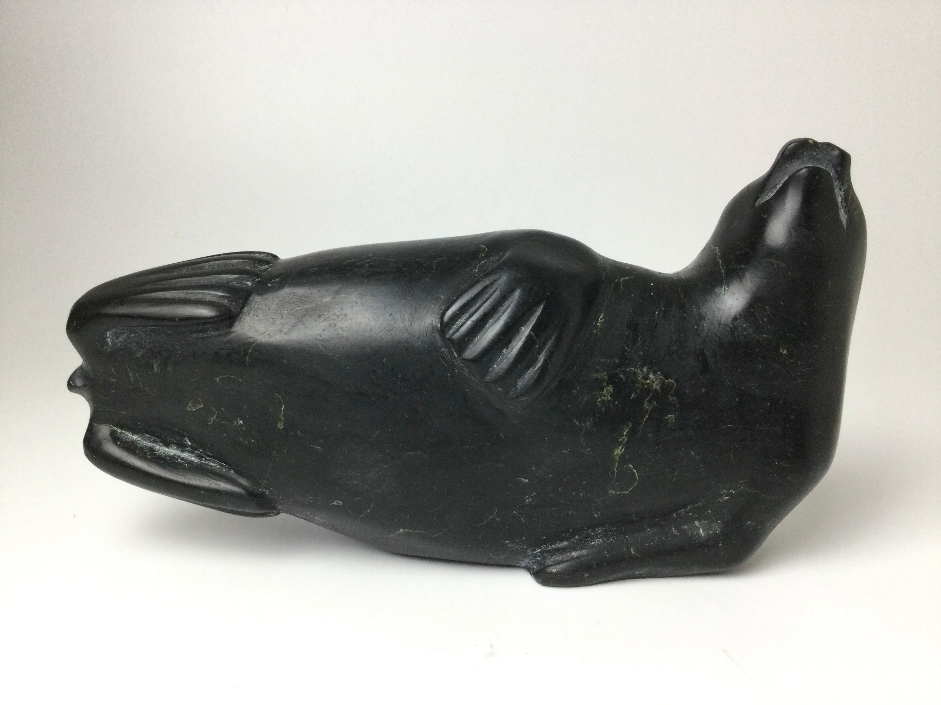 inuit soapstone seal carving