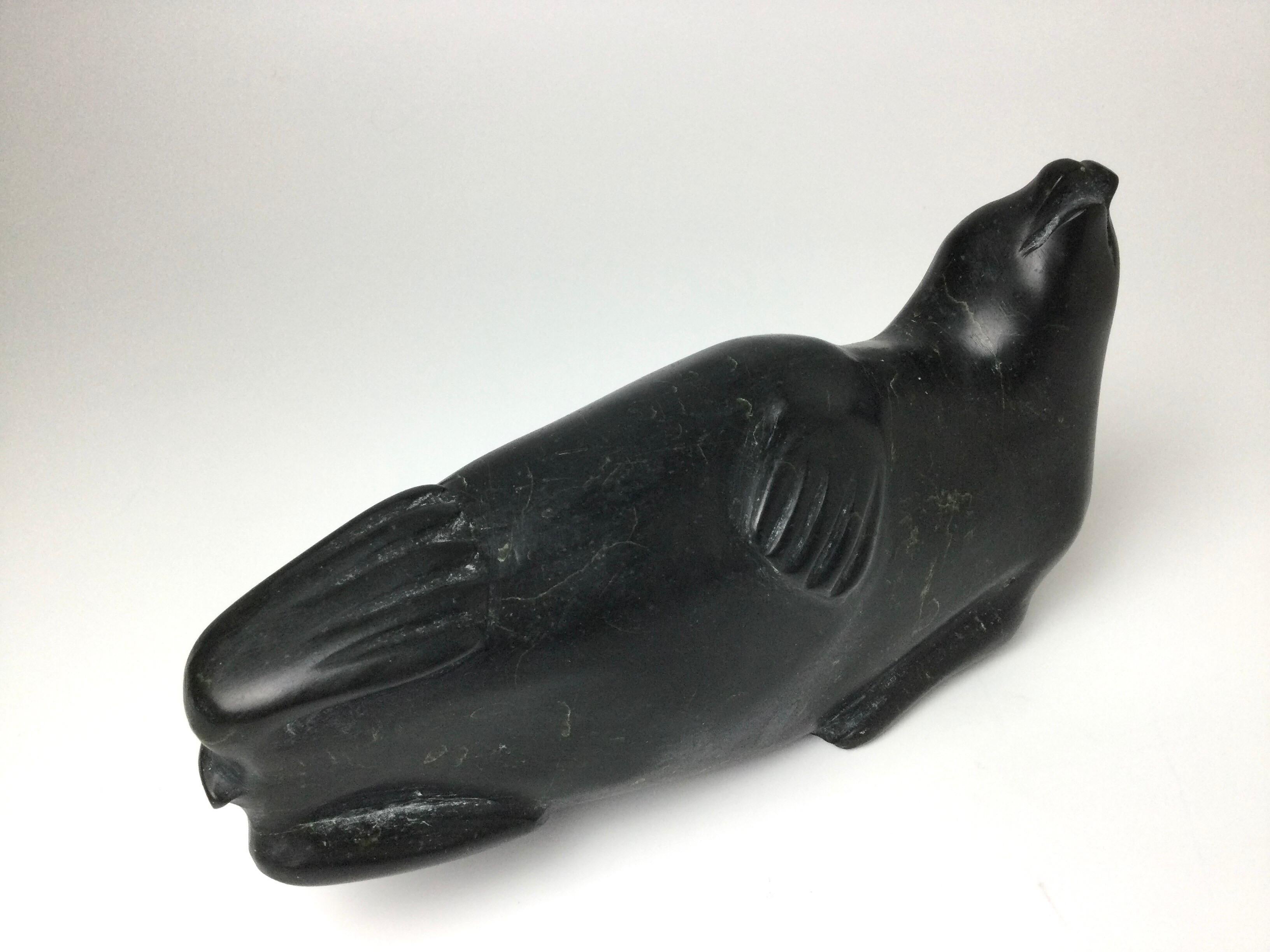 Hand-Carved Inuit Eskimo Stone Carving of Seal