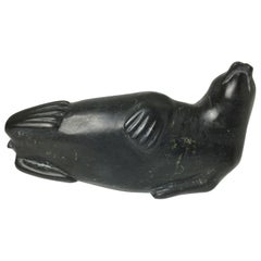 Retro Inuit Eskimo Stone Carving of Seal