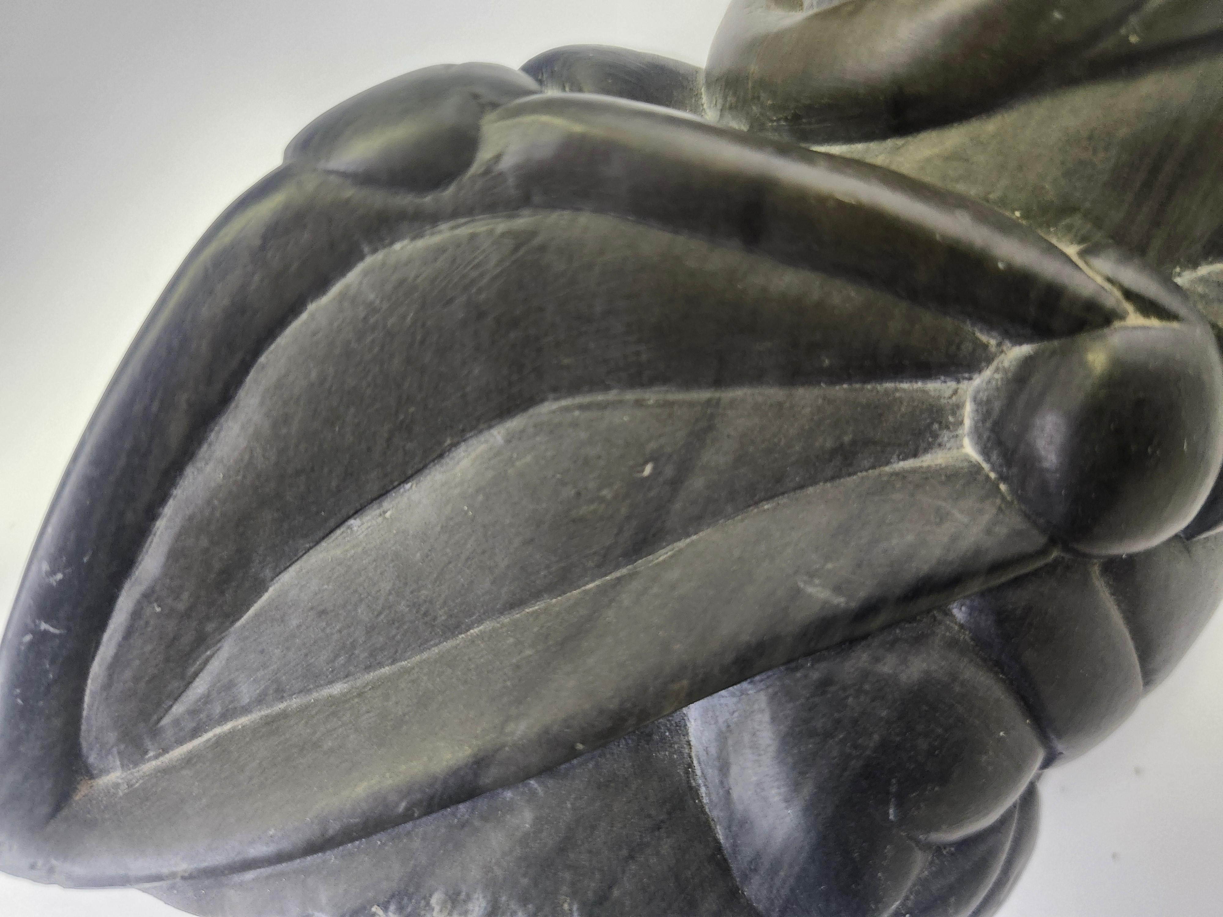 Inuit Folk Art Hard Carving of a man with a Saw in Soapstone C1975 For Sale 4