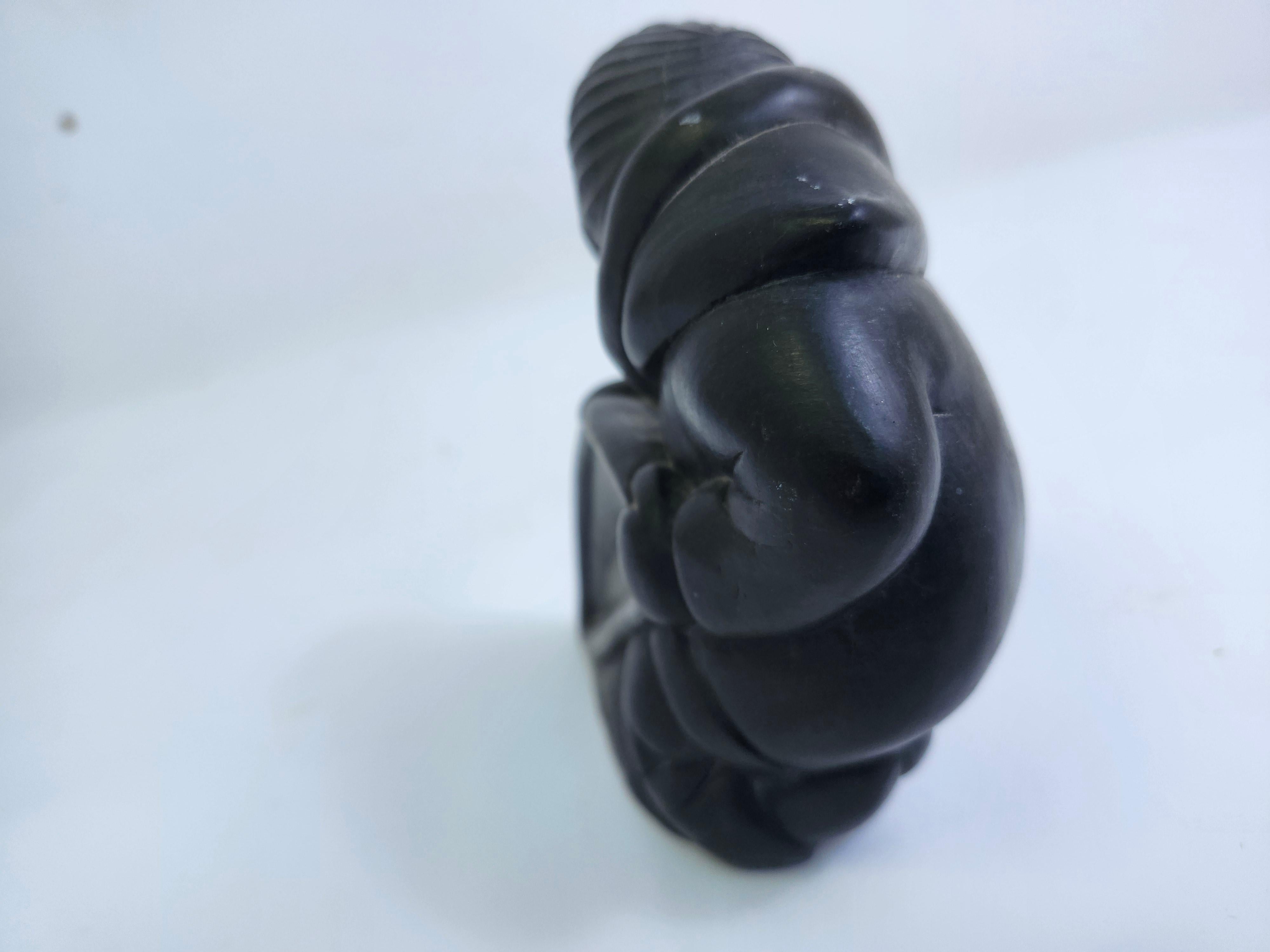 Canadian Inuit Folk Art Hard Carving of a man with a Saw in Soapstone C1975 For Sale