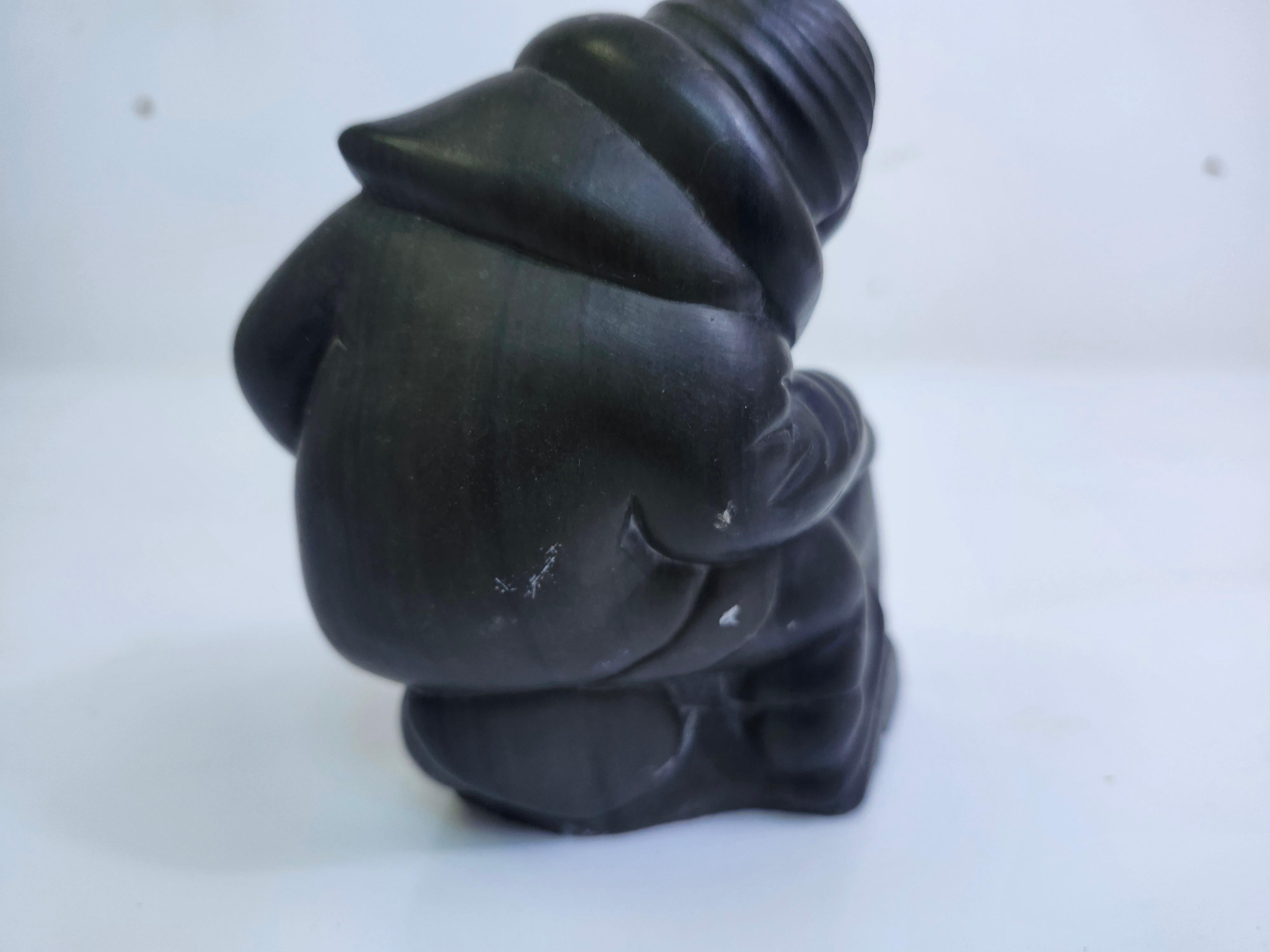 Inuit Folk Art Hard Carving of a man with a Saw in Soapstone C1975 In Good Condition For Sale In Port Jervis, NY