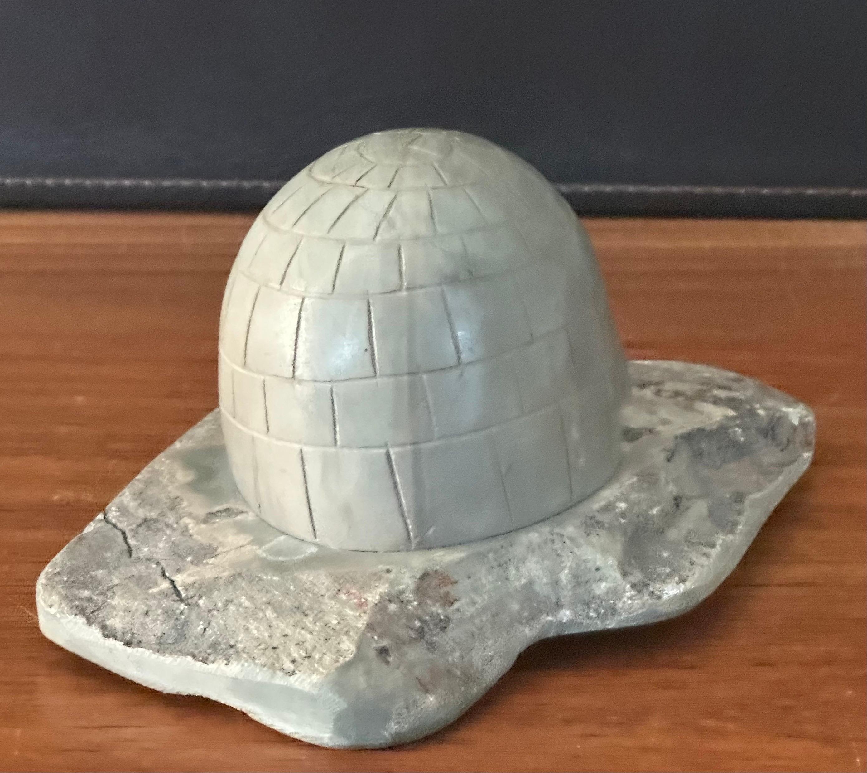 Inuit Hand Carved Soapstone Igloo Sculpture  In Good Condition For Sale In San Diego, CA