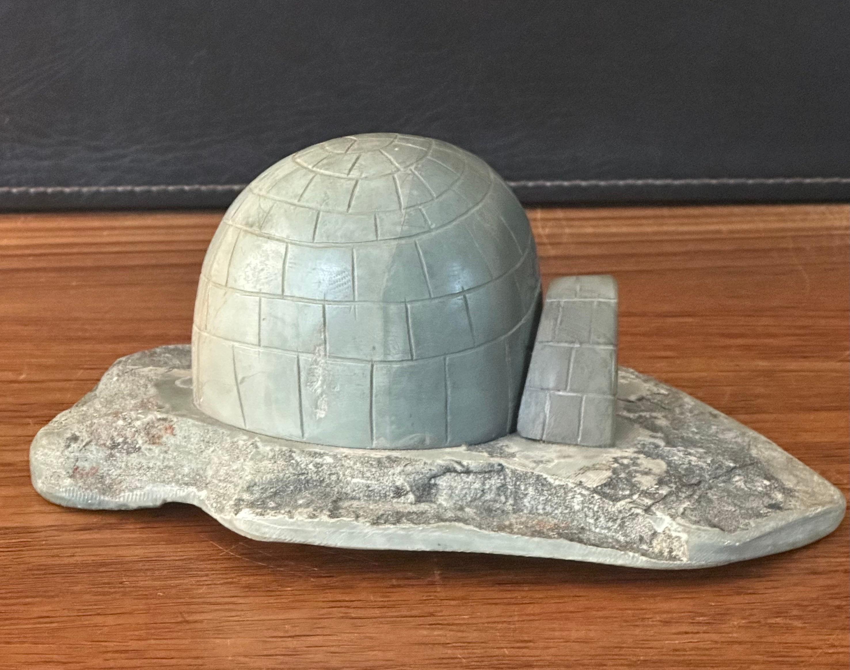 20th Century Inuit Hand Carved Soapstone Igloo Sculpture  For Sale