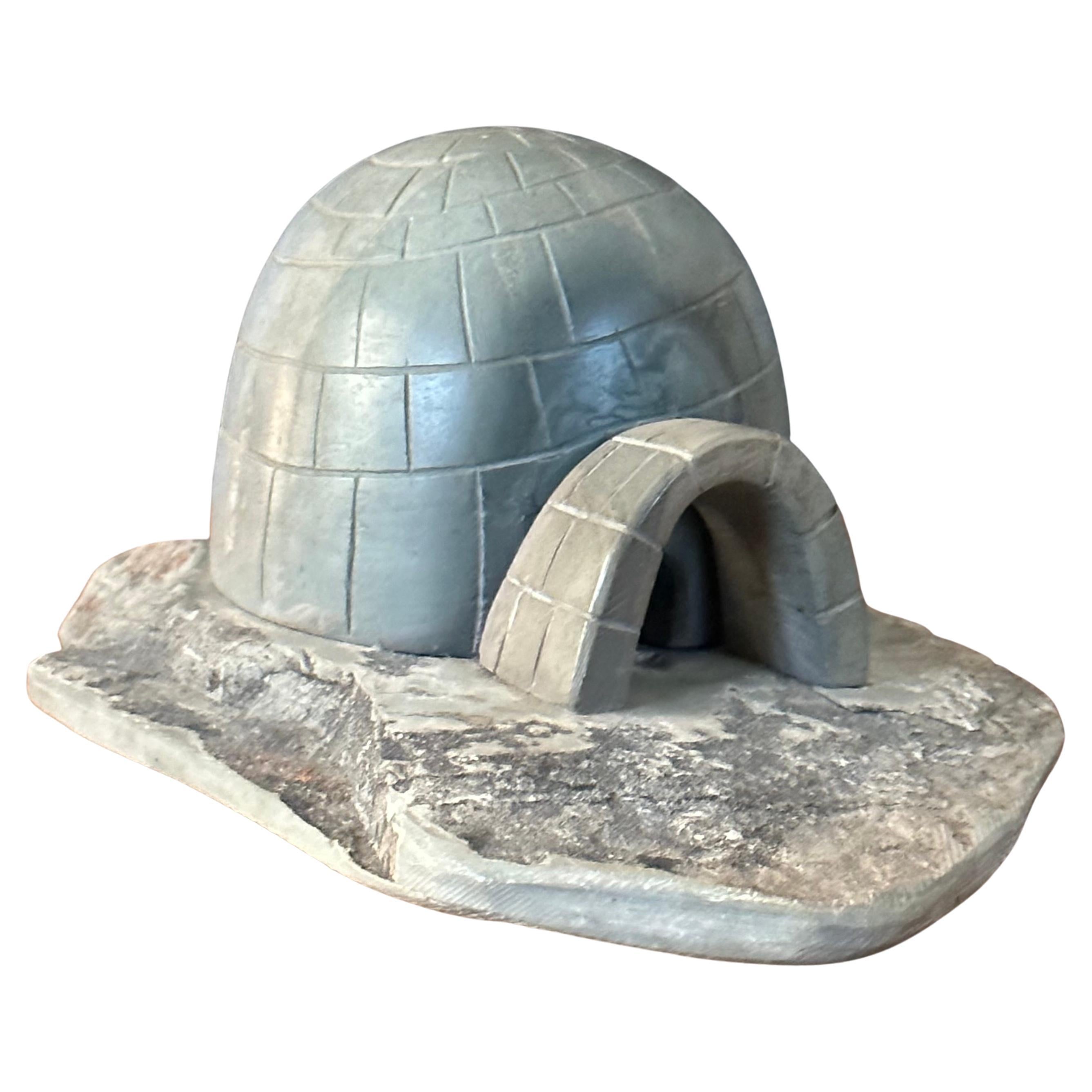 Inuit Hand Carved Soapstone Igloo Sculpture  For Sale