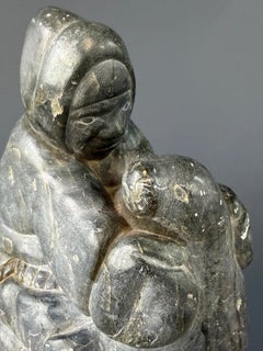 Inuit Hunter with Seal – Canadian Arctic Soapstone Sculpture