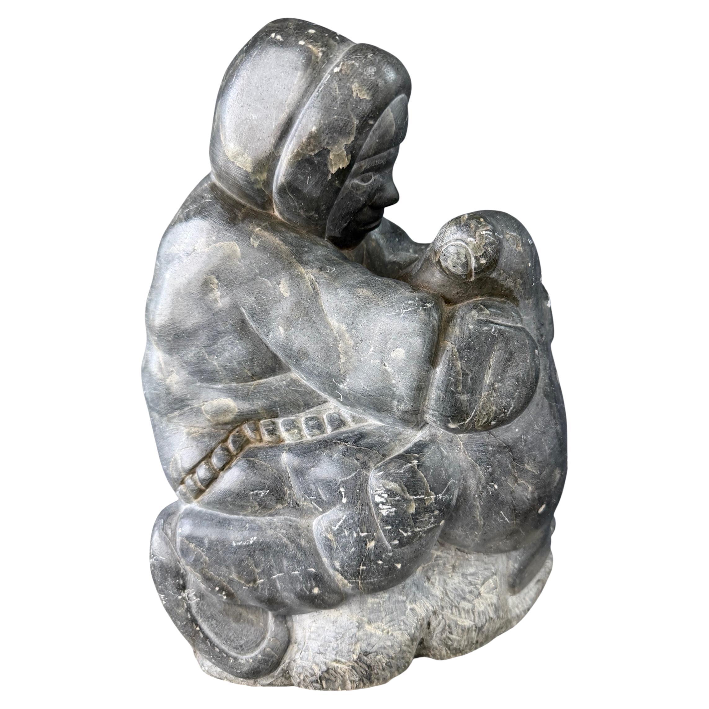 Inuit Hunter with Seal – Canadian Arctic Soapstone Sculpture