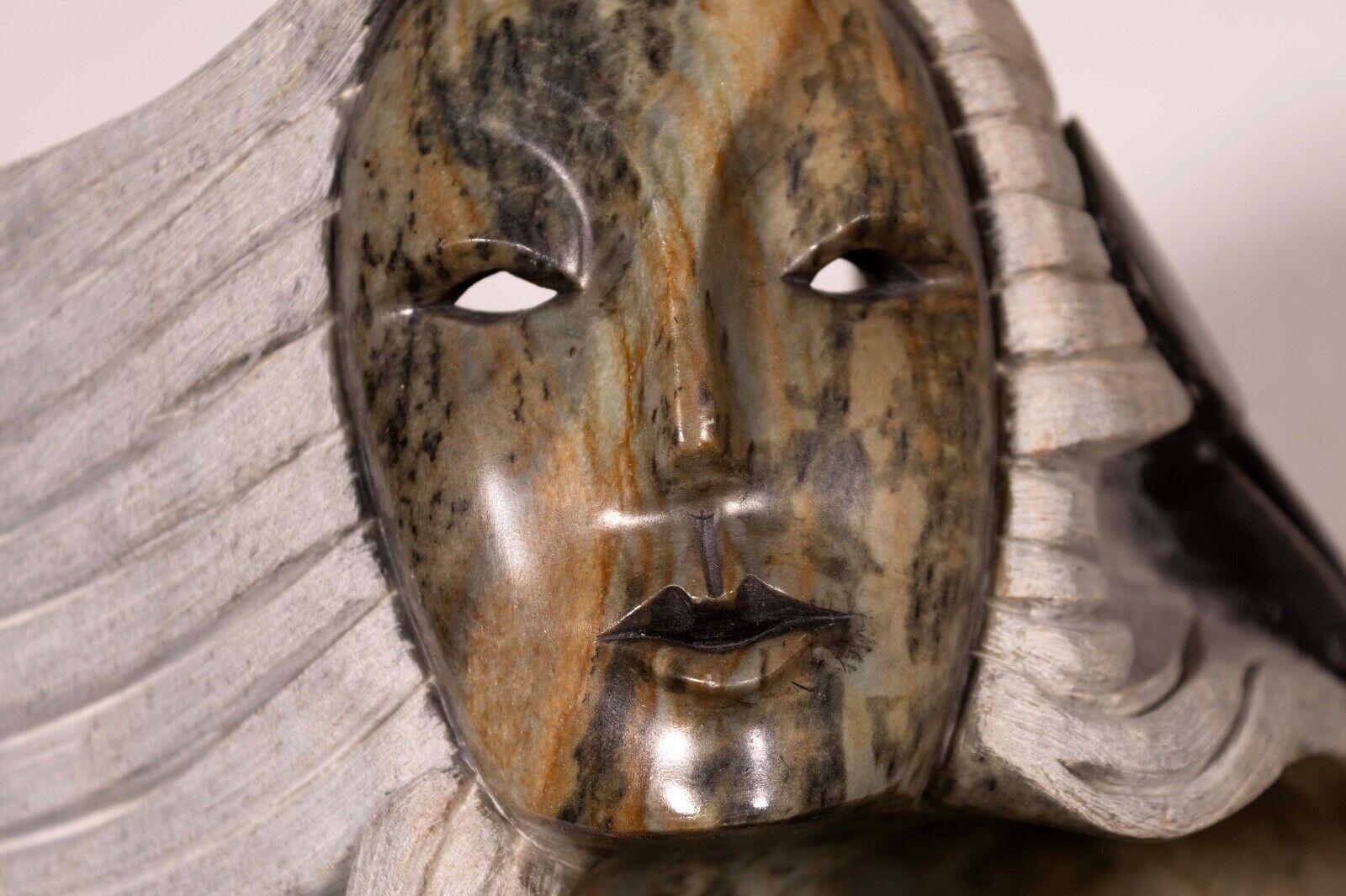 First Nations Sculptor Roy Henry Woman Carved in Stones on Pedestal Signed 2003 For Sale 6