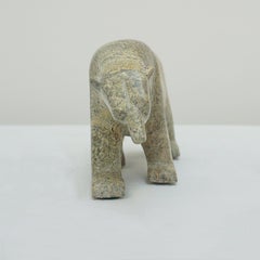 Inuit Sculpture of a Walking Polar Bear Carved Serpentinite Contemporary