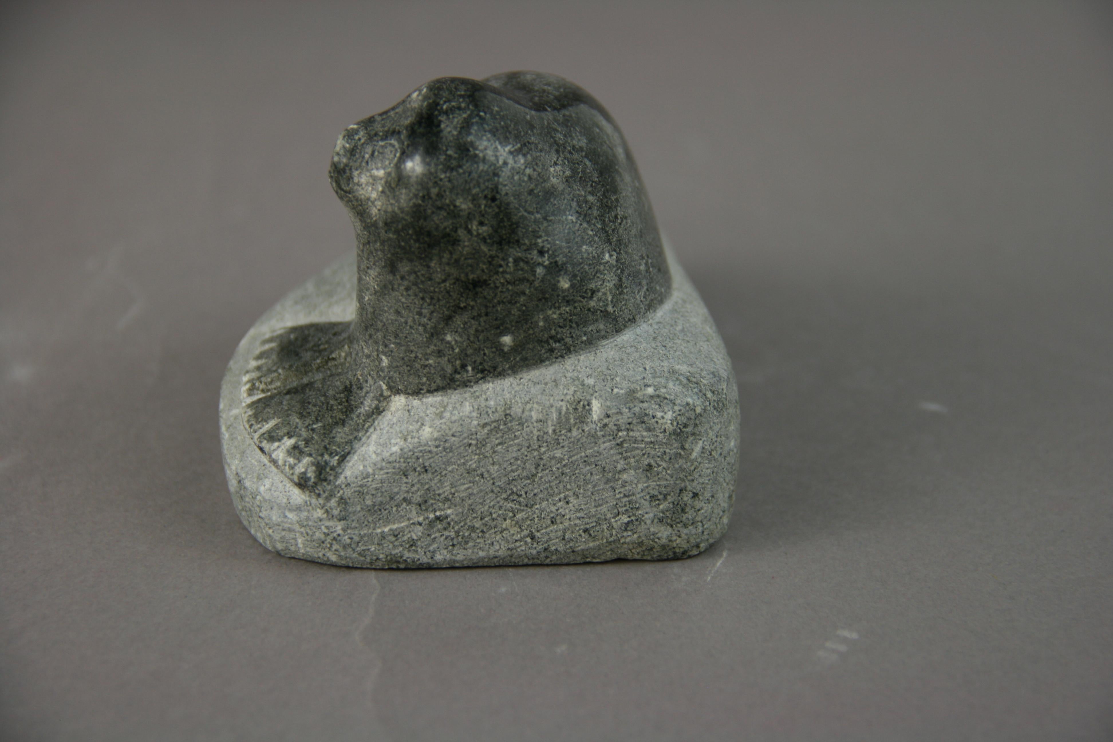 Inuit Small Hand Carved Stone Seal Signed Moll 1