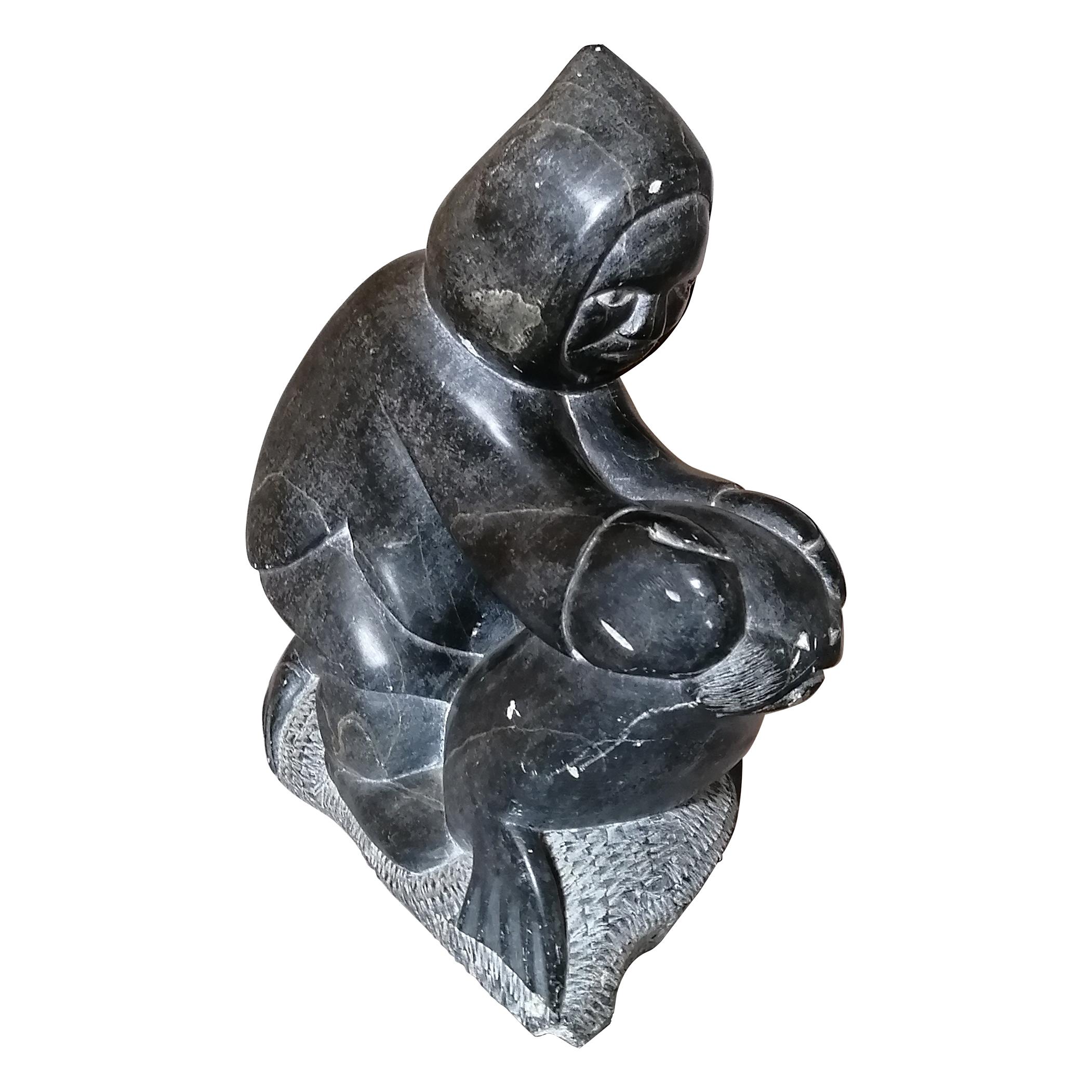 Inuit Soapstone Seal Hunter For Sale