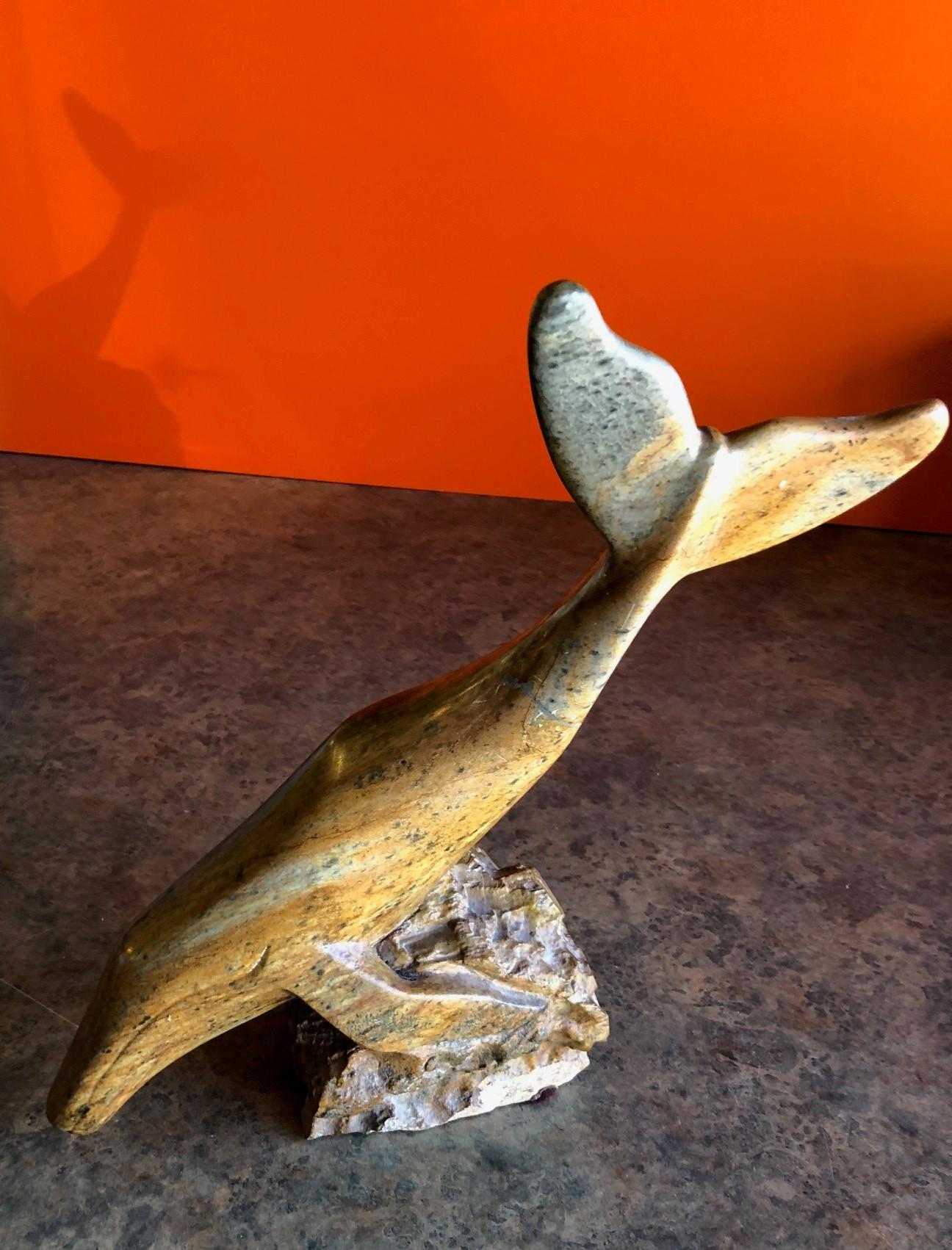 Canadian Inuit Soapstone Whale Sculpture