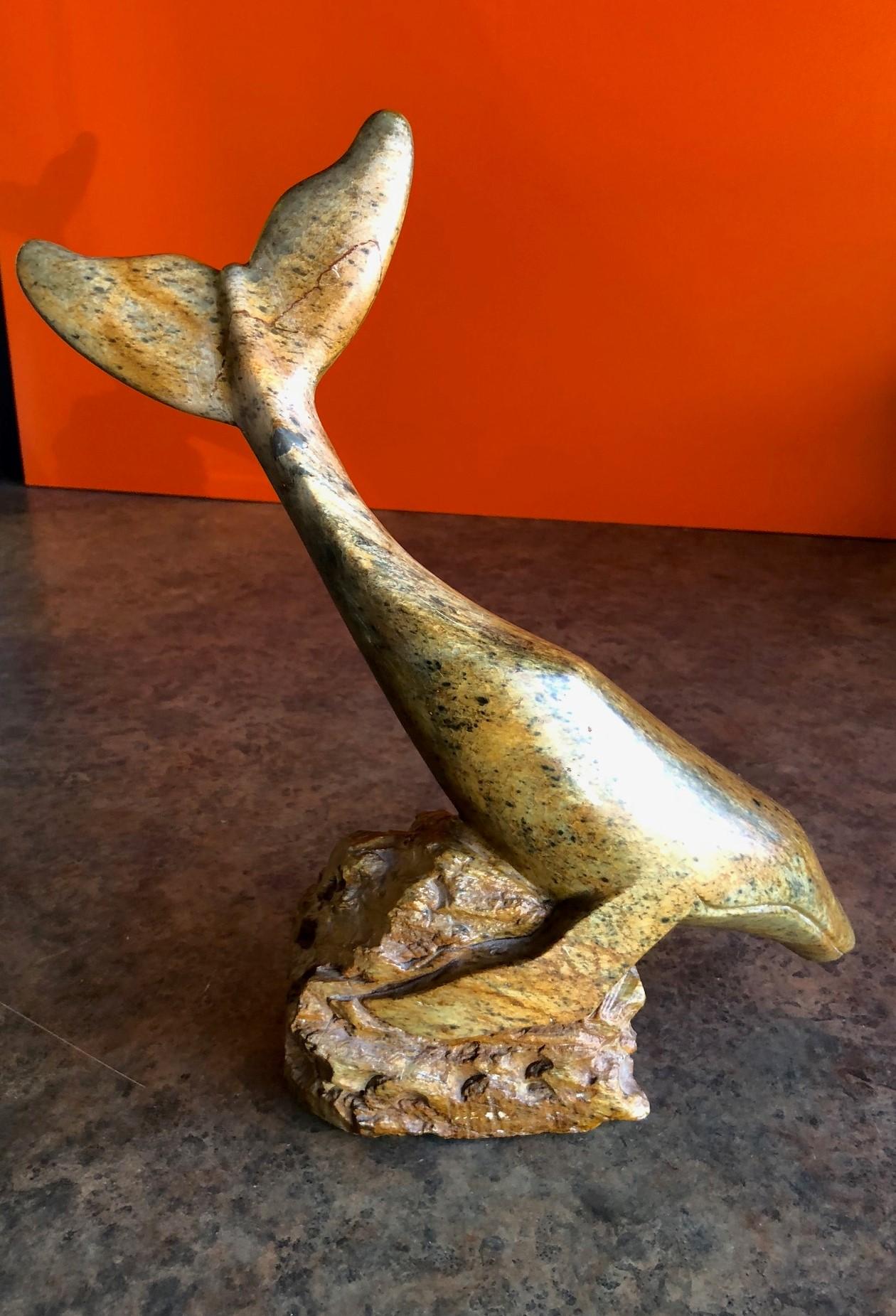Inuit Soapstone Whale Sculpture In Excellent Condition In San Diego, CA