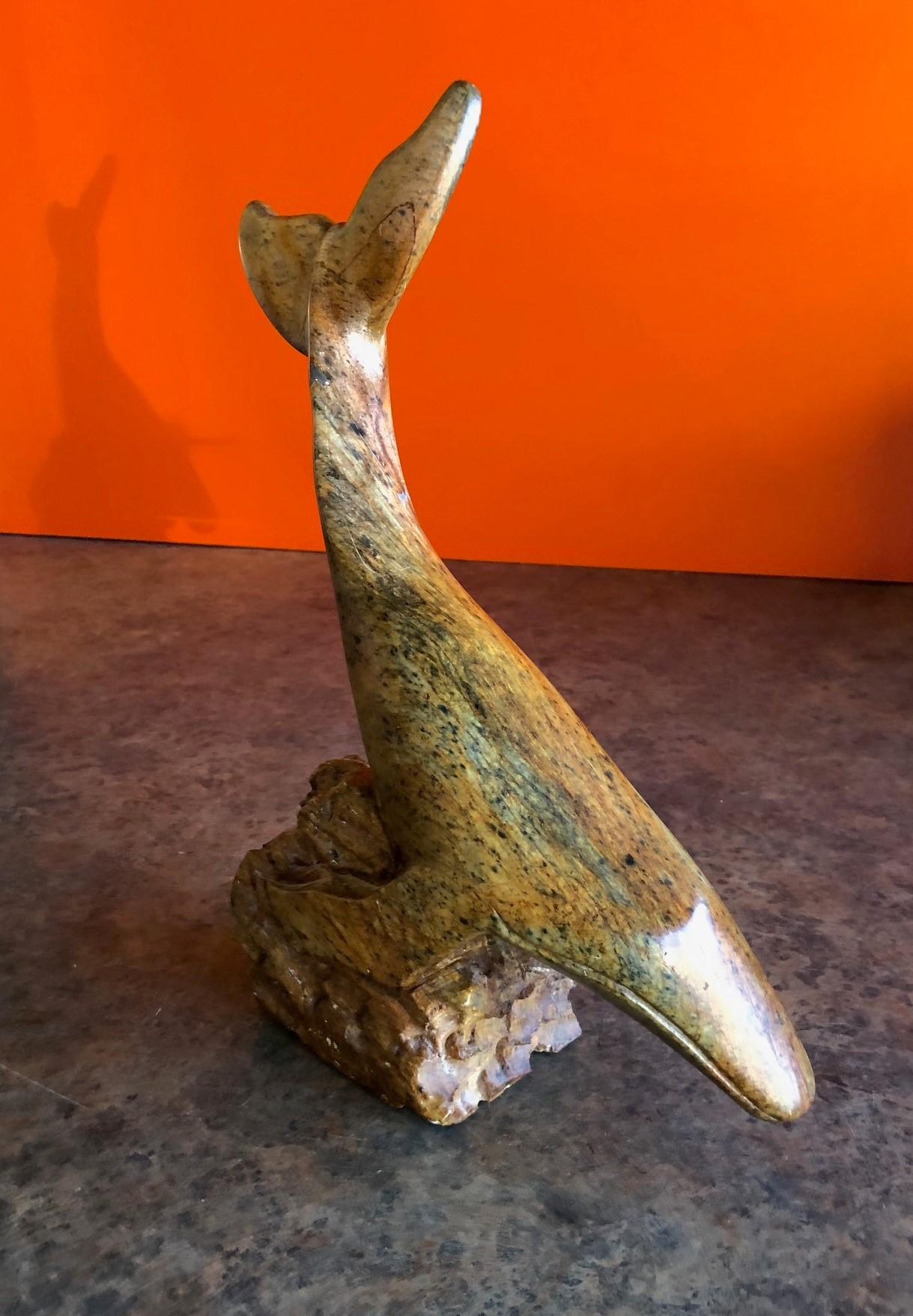 20th Century Inuit Soapstone Whale Sculpture