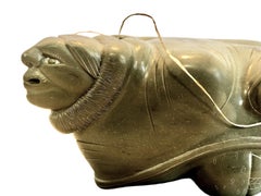 Inuit Stone Carving Merging Man and Walrus