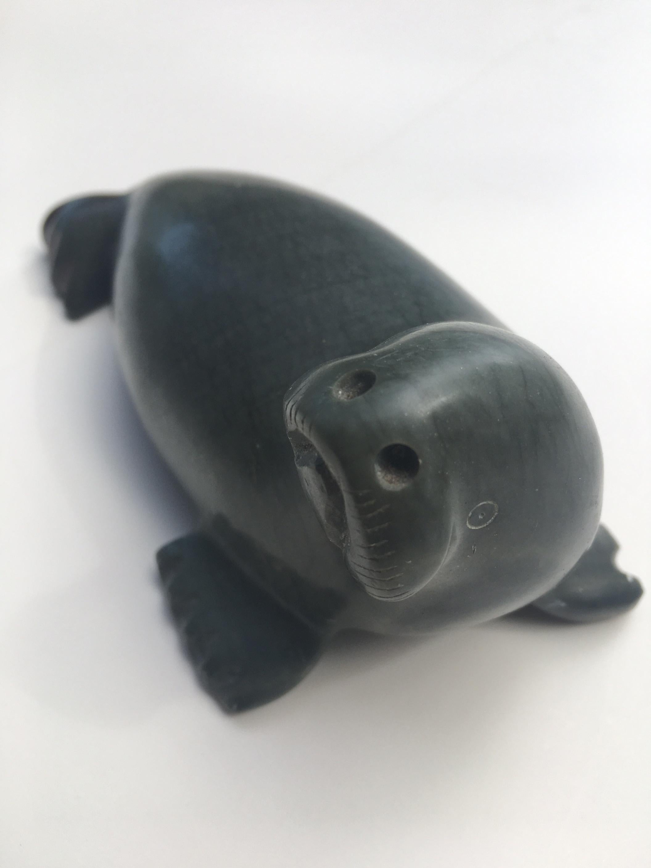 Canadian Inuit Stone Seal Sculpture Carving by Pauta Saila 1916 - 2009