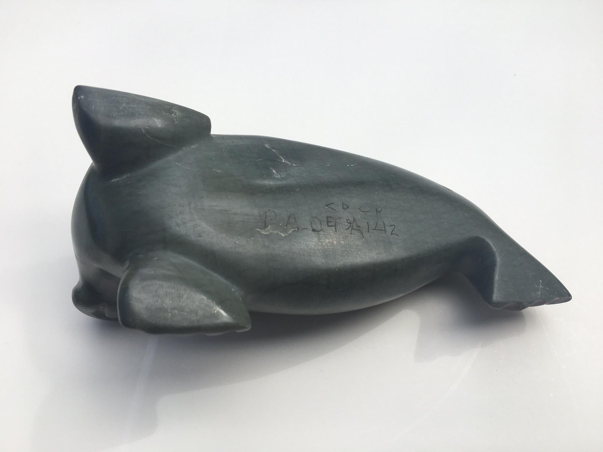 Inuit Stone Seal Sculpture Carving by Pauta Saila 1916 - 2009 In Good Condition In Vero Beach, FL