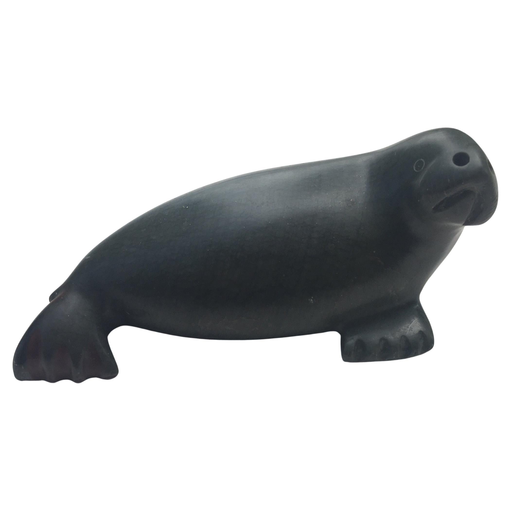 Inuit Stone Seal Sculpture Carving by Pauta Saila 1916 - 2009