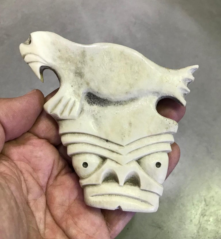 Inuit Tupilak Alaska Native American Eskimo Bone Carved Totem with