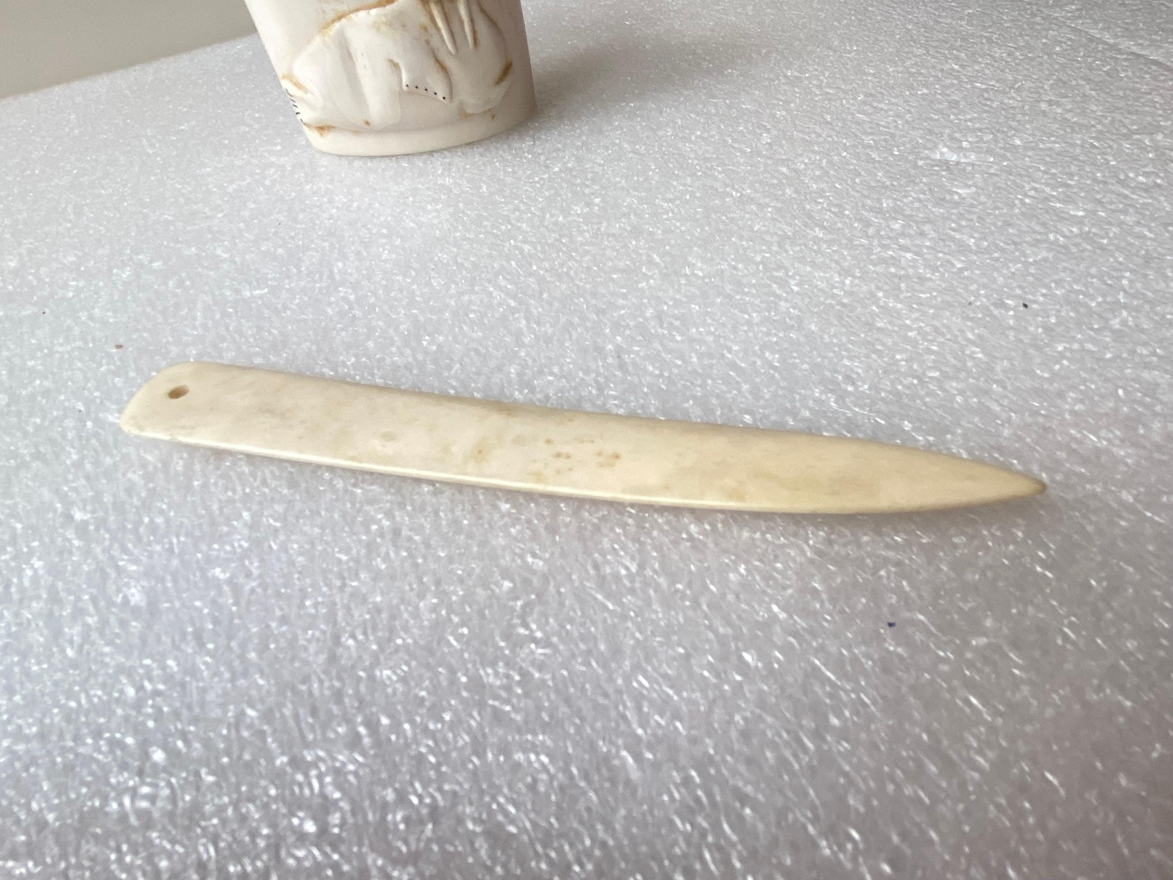 Inuit Walrus Tusk Pencil Holder and Letter Opener For Sale 1