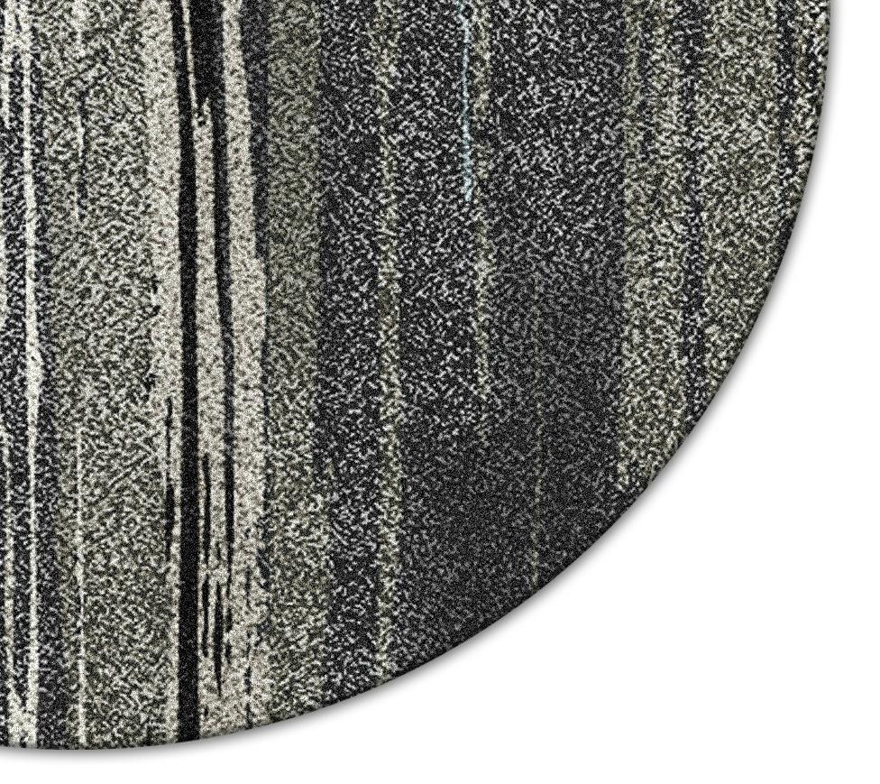 Portuguese Inuk Circular Hand-Tufted Tencel Rug II in Brown & Black Gradient For Sale