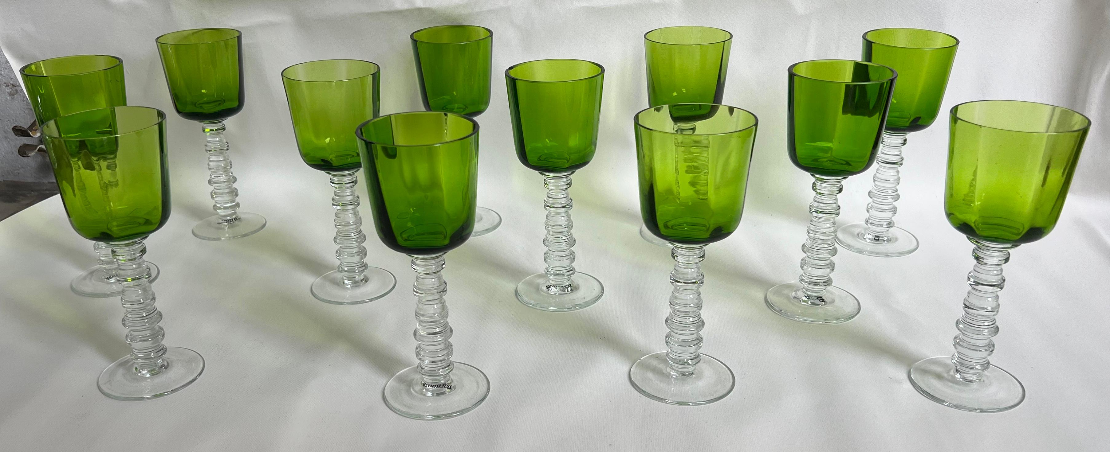 Inusual 12 wine Coupe Glasses in crystal, Set of  12  Sign: Querandi, Year: 1960 For Sale 1