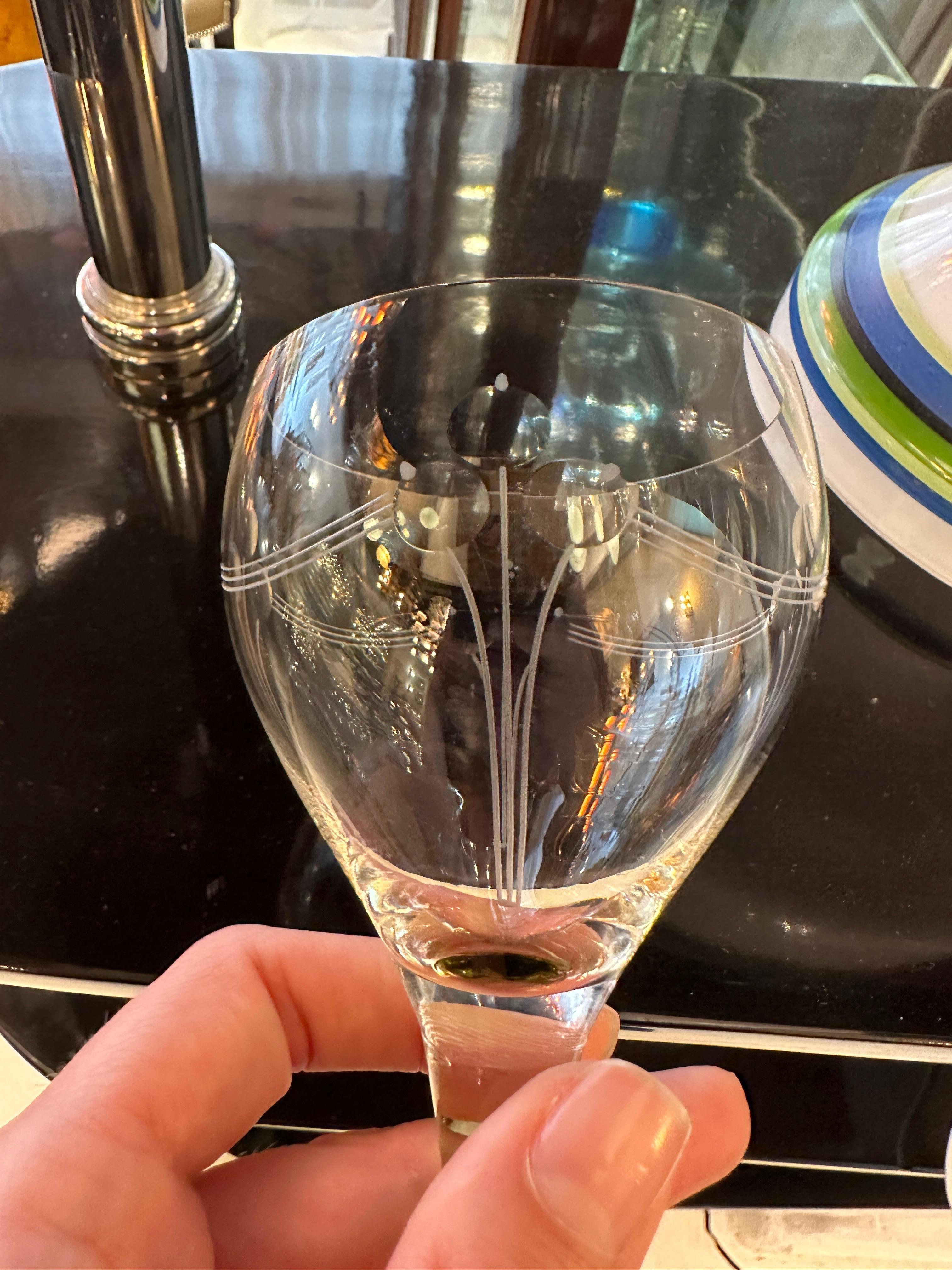 Ungewöhnliche 6 Wein Coupe-Gläser aus Kristall, 1915 im Angebot 7
