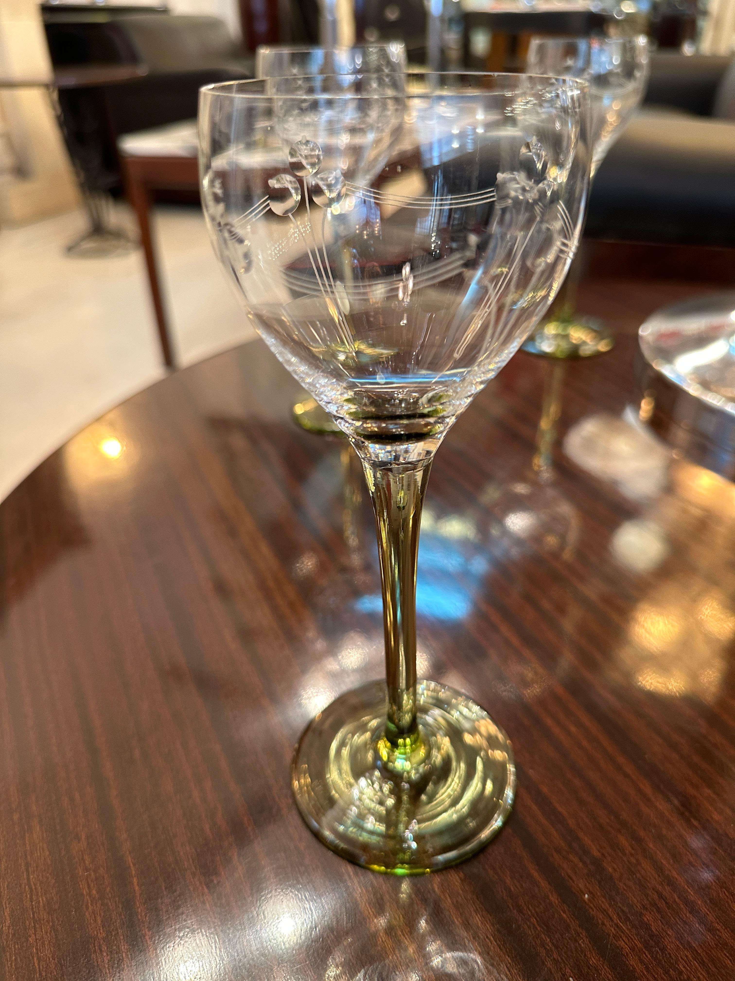 6 verres à vin inhabituels en cristal, 1915 en vente 2