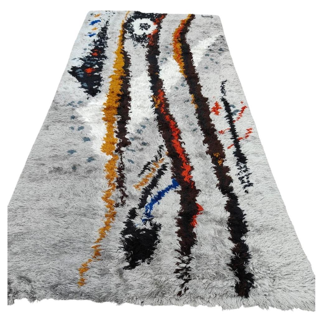 Unusual Scandinavian hand-knotted rug  1970's