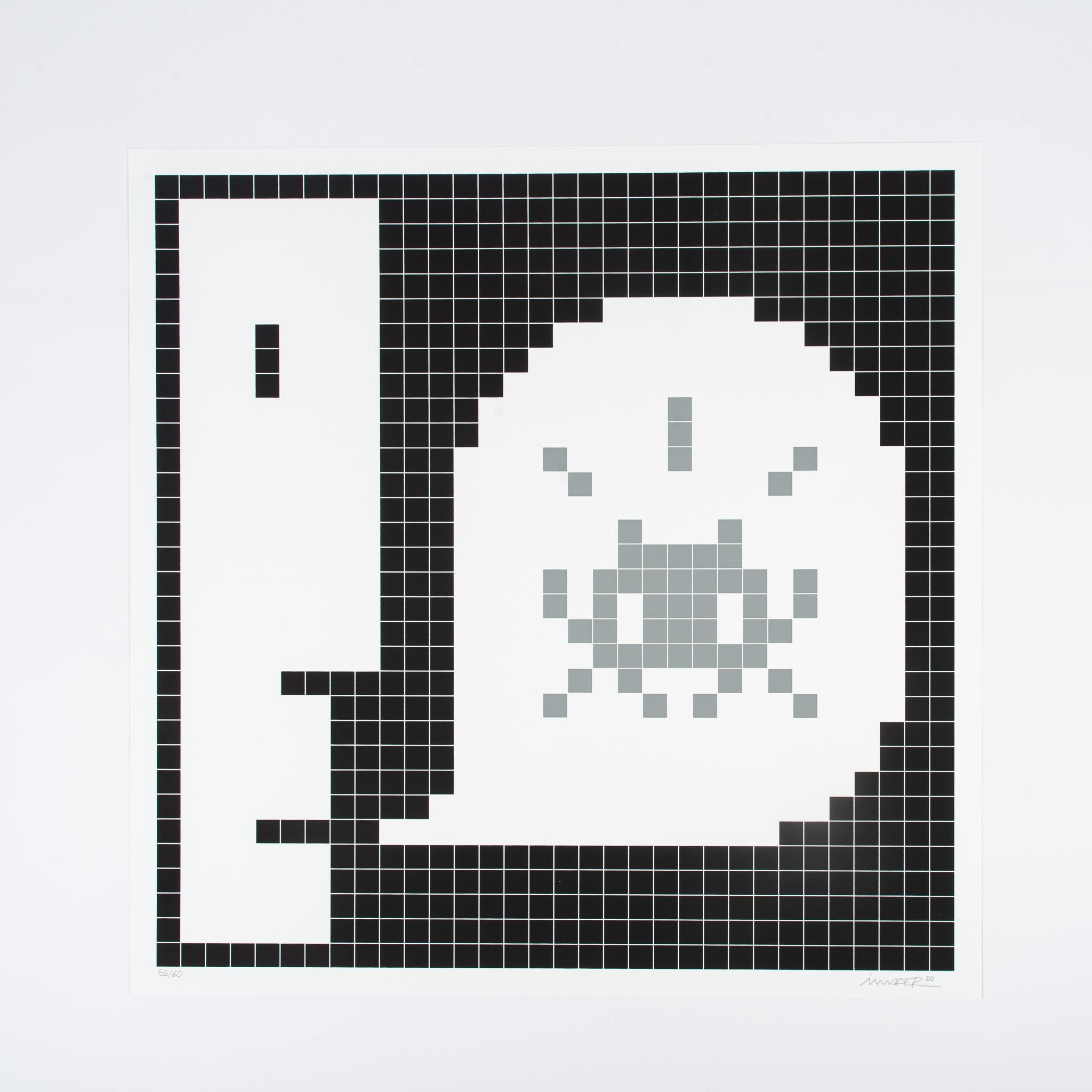 Invader Abstract Print - Alert (Grey)