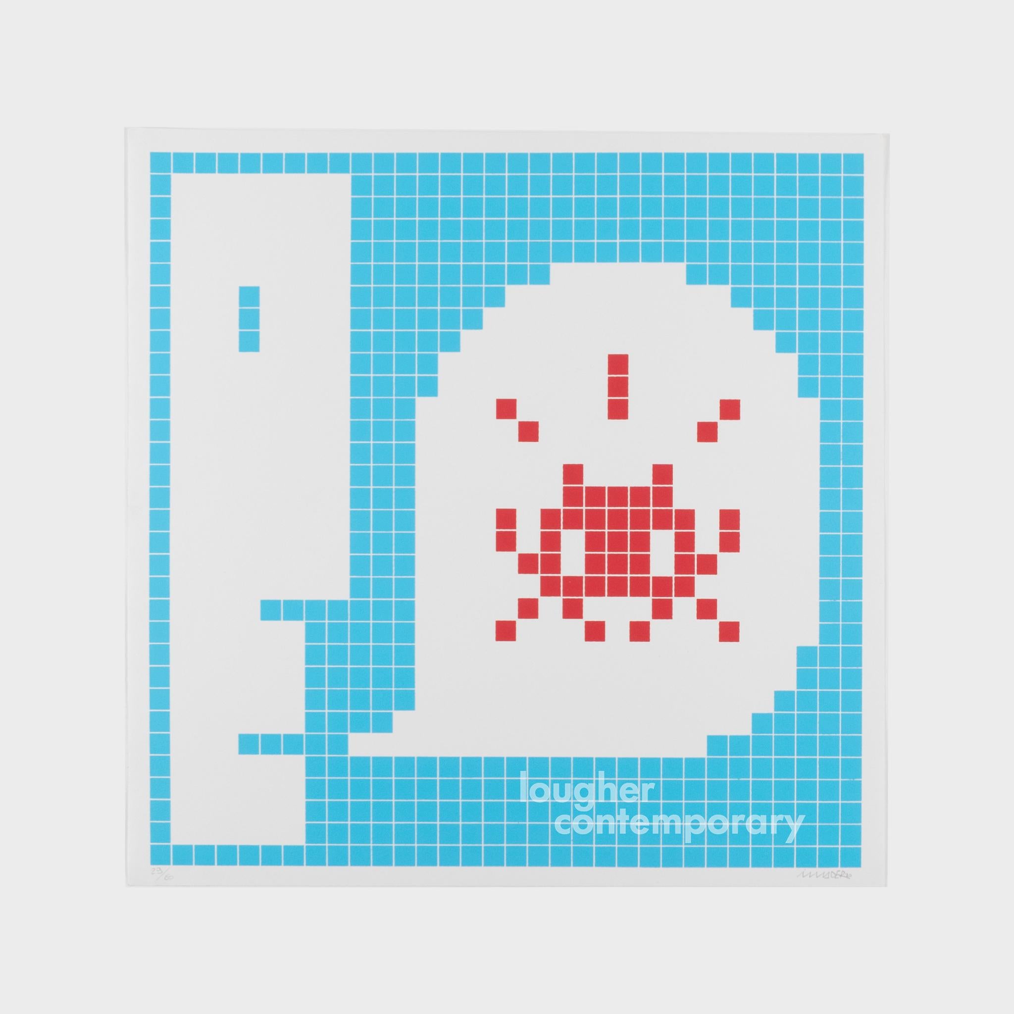 Invader Print – Alert Special (Blau), 2021, Farbsiebdruck, Zeitgenössische Kunst, Limitierte Auflage