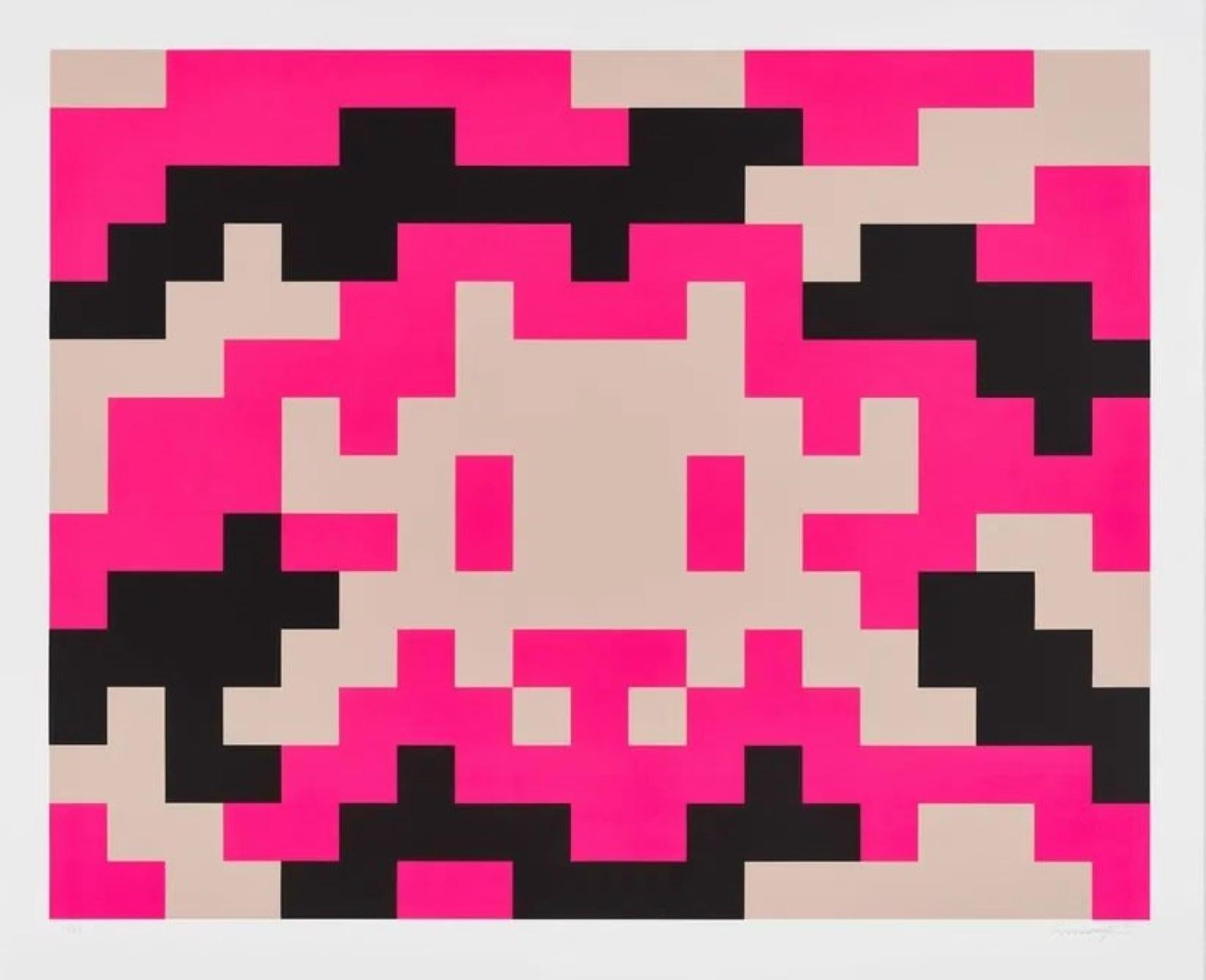 CAMO XXL-3C-M1

By Invader

Invader is a French street artist best known for creating pixelated mosaic artworks inspired by the 1978 video game Space Invaders. His real identity remains anonymous, but he has been active since the late