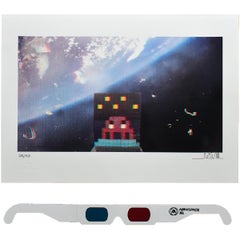 Invader Art 4 Space 3D Screenprint with Invader Glasses , Limited Edition Signed