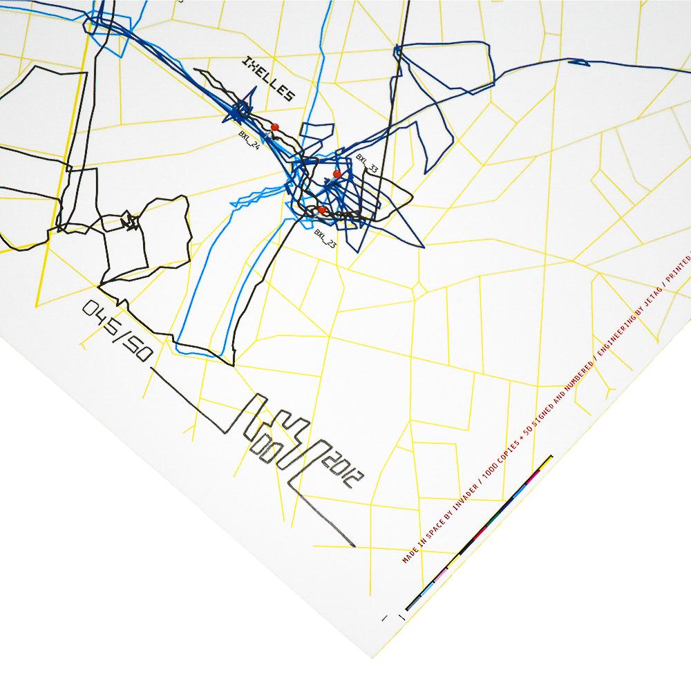 Invader Signed BXL 2012 Derives Brussels Map (Limited Edition Print Version) For Sale 1