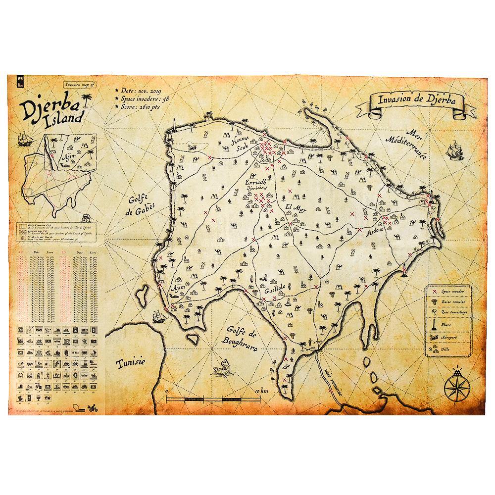 Invader Invasion Map of Djerba Island (Djerba Map Folded) For Sale 1