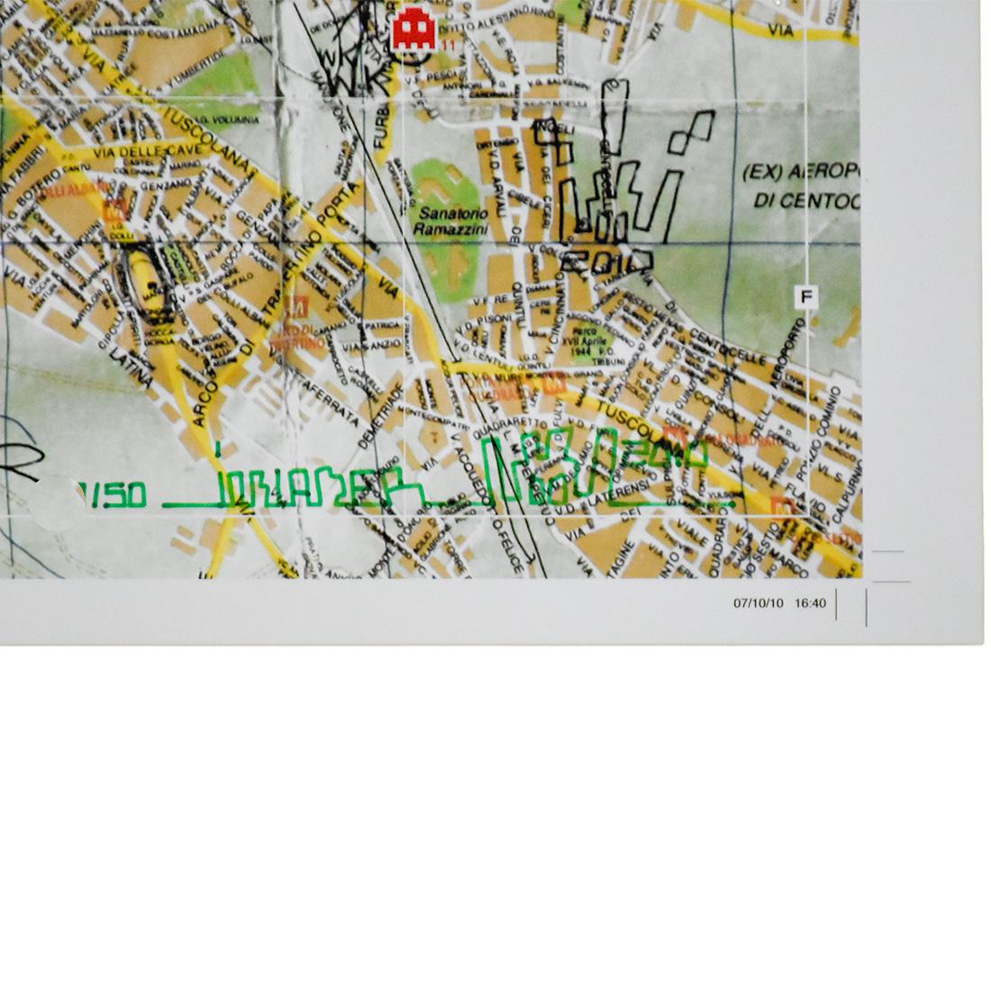 Invader signé Invasione di Roma (version imprimée limitée de la carte de Rome) en vente 3