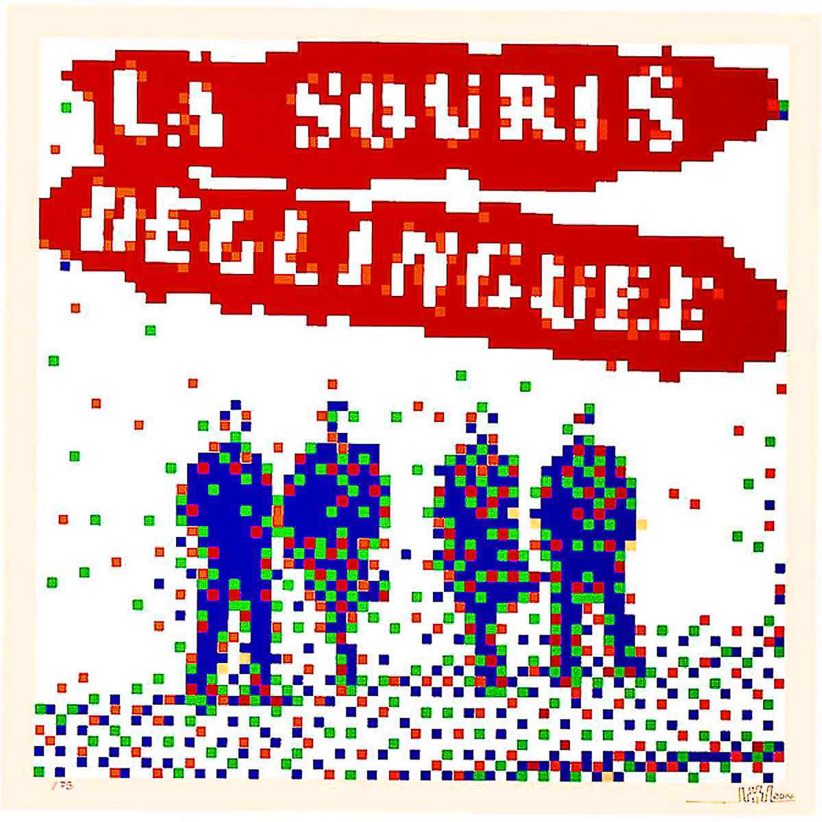 Hand signed and numbered by Invader.
Limited Edition of only 75.
Image was created by Invader for the cover art for the French band La Souris Deglinguee in 2014.
Print is sometimes referred to as "Les Toits Du Palace" as that is the name of the