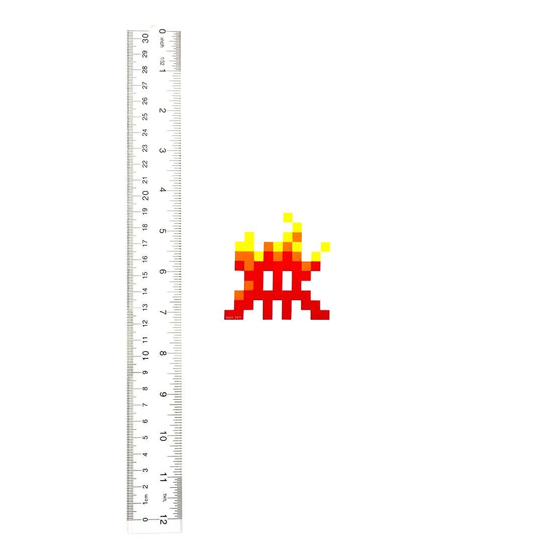 Invader on Fire Sticker (Framed) 2
