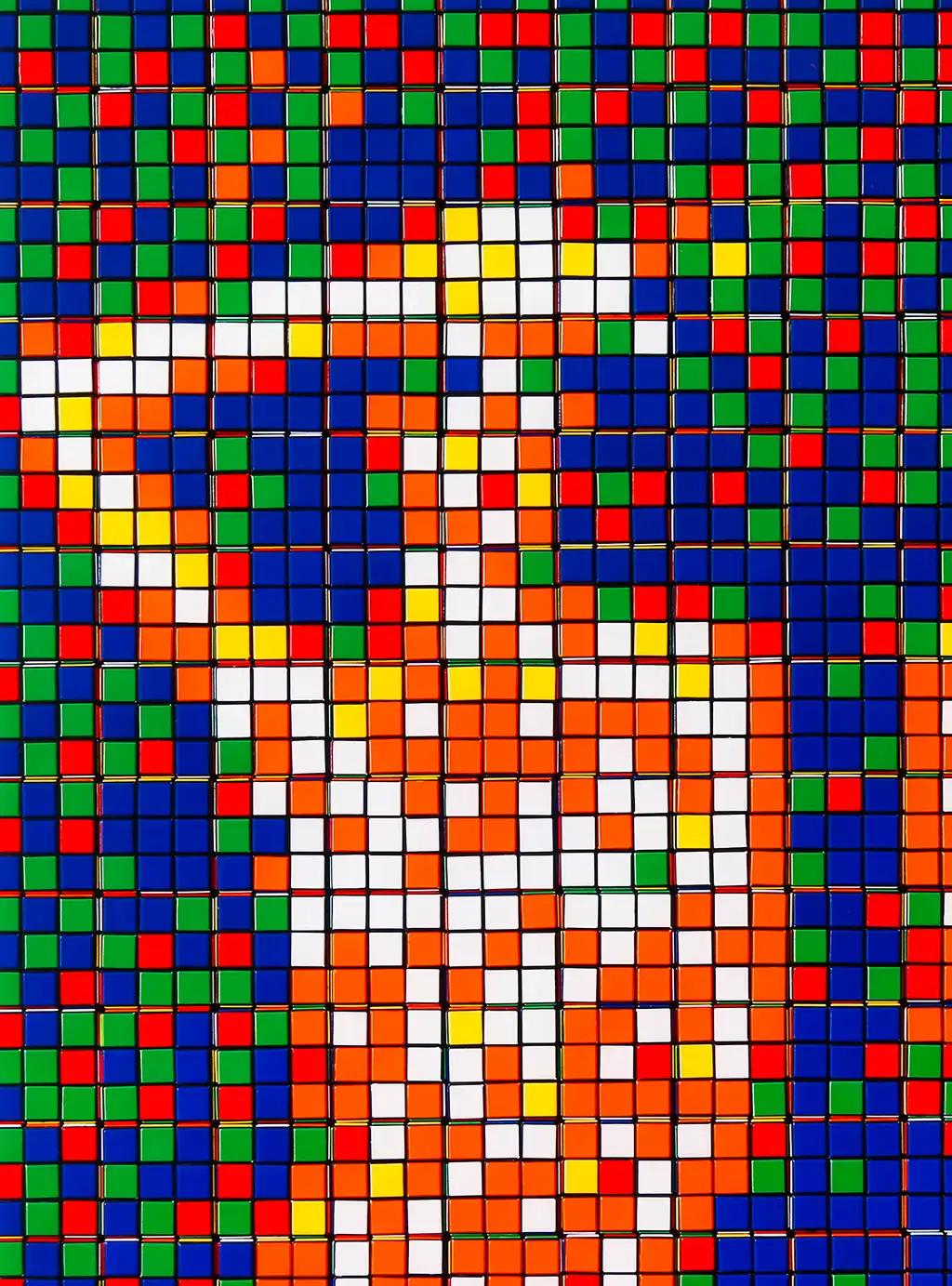 INVADER - RUBIK COUNTRY LIFE Rubikcubism Pop Art Mosaic Street Art French - Red Figurative Print by Invader