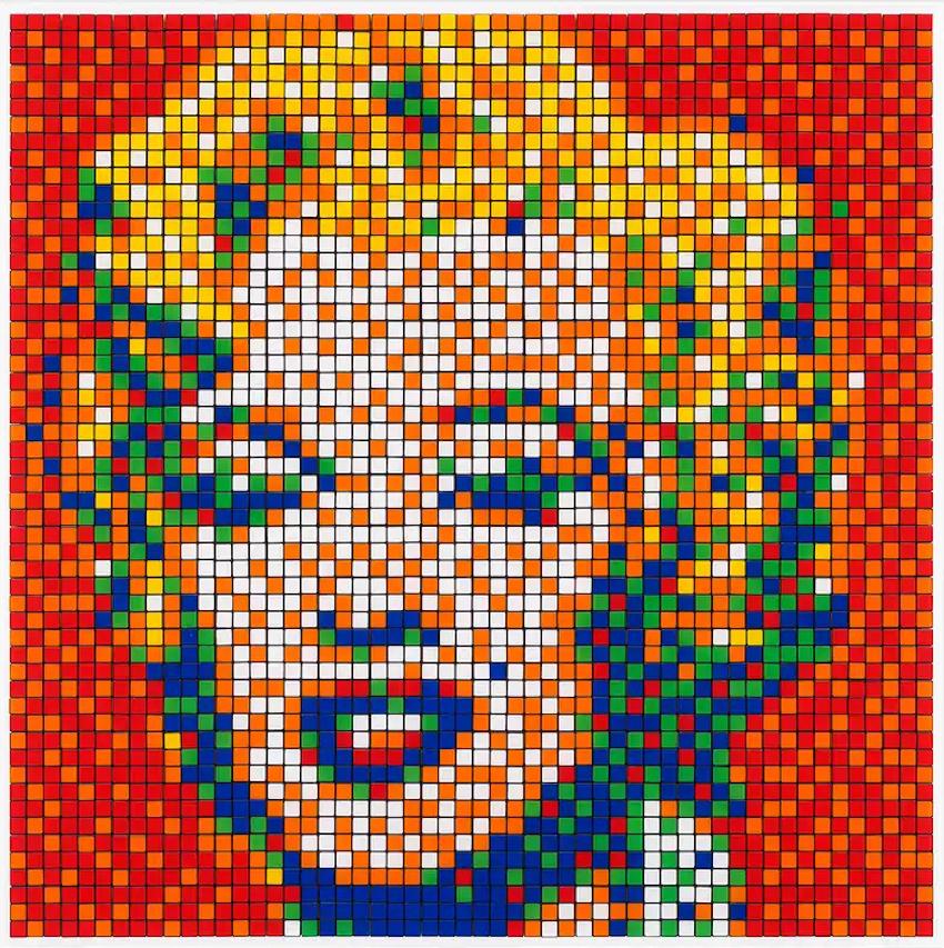 INVADER - RUBIK SHOT RED MARILYN Rubikcubism Mosaic Street Art French