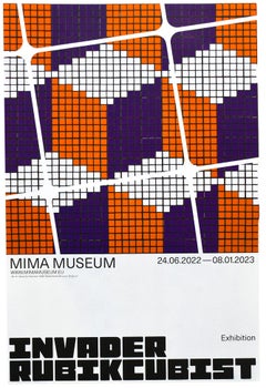 INVADER Rubikkubistisches Ausstellungsplakat 