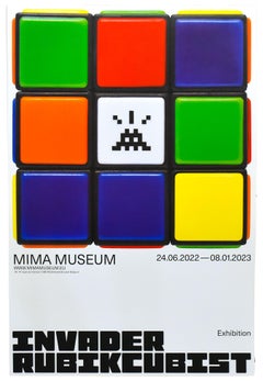 INVADER Rubikkubistisches Ausstellungsplakat 